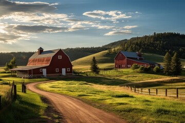 Canvas Print - Farm architecture grassland outdoors.