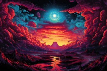 Poster - Nature sky art psychedelic art.