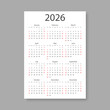 © Lysenko.A - Calendar 2026 year icon in flat style. Planner vector illustration on isolated background. Calender sign business concept.
