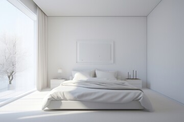 Wall Mural - Bedroom furniture pillow white.