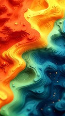 Wall Mural - abstract, colorful background with waves and swirls, featuring, red, orange, blue, green, abstract w
