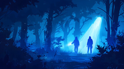 Wall Mural - ghost hunting with flashlights