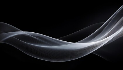 Abstract white wave flowing on a black background