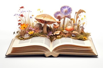 Wall Mural - Mushroom flower book publication.