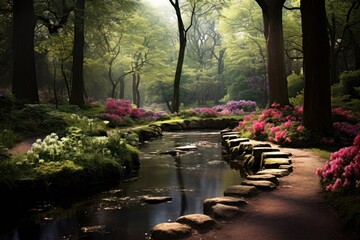 Canvas Print - Peaceful park landscape outdoors woodland.