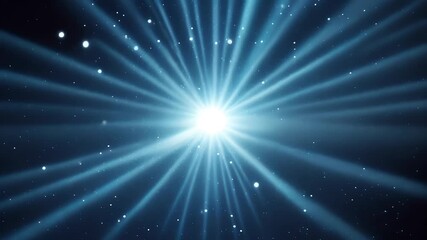 Wall Mural - video of bright starburst with radiant light beams spreading out in all directions against dark, sta
