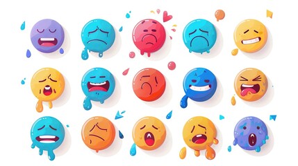 Set of emojis of mood expressions simple illustrations icons. Emoticons.