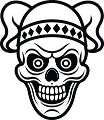 Canvas Print - clown skull illustration black and white