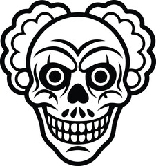 Poster - clown skull illustration black and white