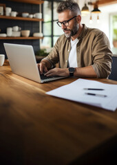 Canvas Print - Computer laptop adult concentration.