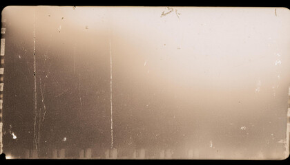 Wall Mural - Vintage 35mm Film Strip with Light Scratches and Sepia Tones, Capturing the Nostalgic Essence of Analog Photography with Faded Edges and Subtle Grain Texture