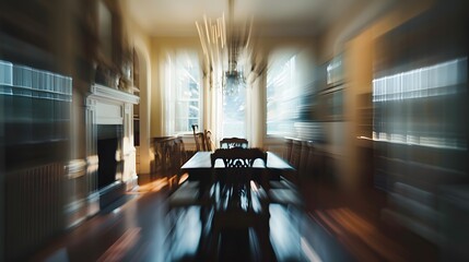 Wall Mural - blurred dining room background