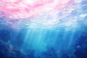 Sticker - Underwater ocean backgrounds outdoors, digital paint illustration.