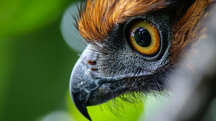 Poster -  A tight shot of a bird's face, adorned with an orange and black plume atop its head