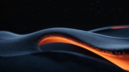 Wall Mural -  A tight shot of snow-covered ground with a distant sky featuring stars in the background