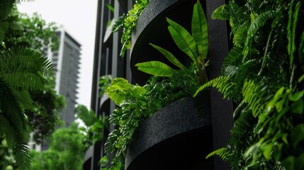 Wall Mural -  A towering structure adorned with greenery and a side-mounted clock