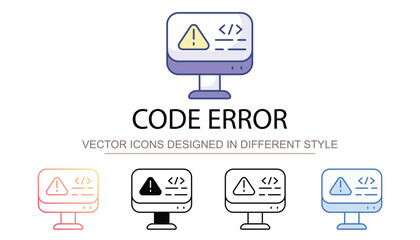 Code Error icon design with white background stock illustration