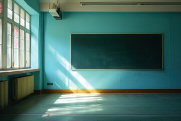 Poster - School architecture blackboard classroom.