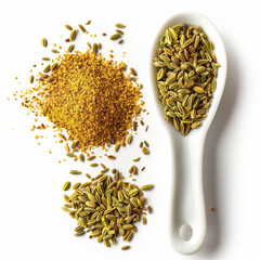 Wall Mural - Spoonful of fennel pollen and a few fennel seeds