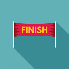 Poster - Red finish line banner is hanging and waving in the wind, symbolizing the end of a race