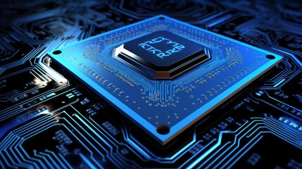 Ram acronym on microchip  symbolizing efficient data retrieval with random access memory concept
