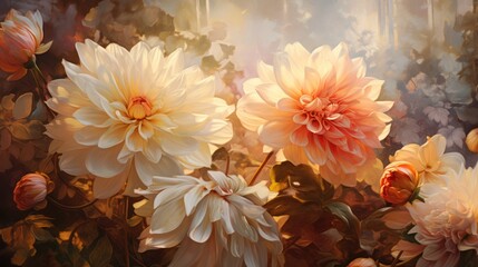 Detailed view of flowers bathed in warm,