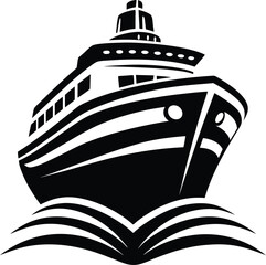 Vessel ship silhouette illustration black and white