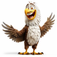 Positive and happy cartoon eagle mascot, illustration of a cheerful character