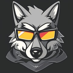 Wall Mural - Vibrant illustration of a stylish wolf wearing sunglasses