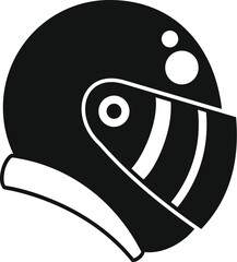 Wall Mural - Simple black and white icon of a motorcycle helmet, providing safety and protection for motorcyclists