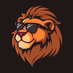 Wall Mural - Vibrant illustration of a stylish lion wearing sunglasses