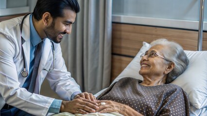 Sticker - smiling indian caring doctor supporting