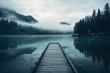 Poster - Lake landscape outdoors nature.