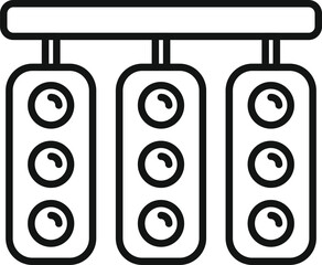 Wall Mural - Line art icon of a traffic light showing the stop signal for transportation concepts