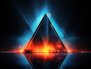 Wall Mural - A colorful triangle on a black background.