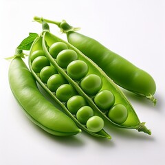 Wall Mural - Green Pea Bean: Natural Vegetable Isolated on White