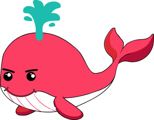 cute whale cartoon, sea animal