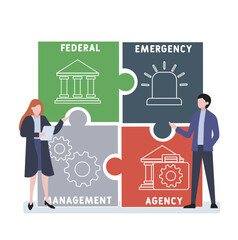 Wall Mural - FEMA - Federal Emergency Management Agency acronym. business concept background. vector illustration concept with keywords and icons. lettering illustration with icons for web banner, flyer, landing