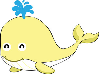 Sticker - cute whale cartoon, sea animal