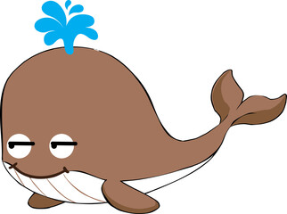 Sticker - cute whale cartoon, sea animal