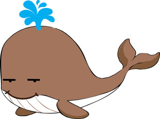 Sticker - cute whale cartoon, sea animal