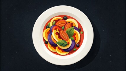 Wall Mural - vegetables on a plate with a fork