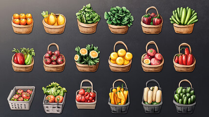 Wall Mural - icons set for shopping	