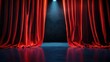 © Flowaiart - A red curtain is open to reveal a stage