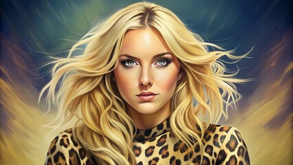 Wall Mural - beautiful woman in leopard suit