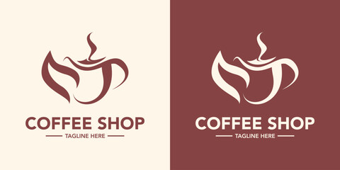 Wall Mural - Simple coffee shop logo design. Cafe logo simple design template