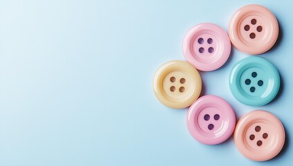 Colorful buttons on blue background.