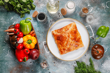 Wall Mural - Georgian traditional khachapuri with cheese.