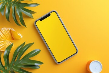 Wall Mural - Modern yellow user interface design template. Colorful phone screen mockup for application interface. Aesthetic conceptual design