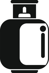 Poster - Black and white icon of a gas cylinder, essential equipment for outdoor cooking and heating during camping trips